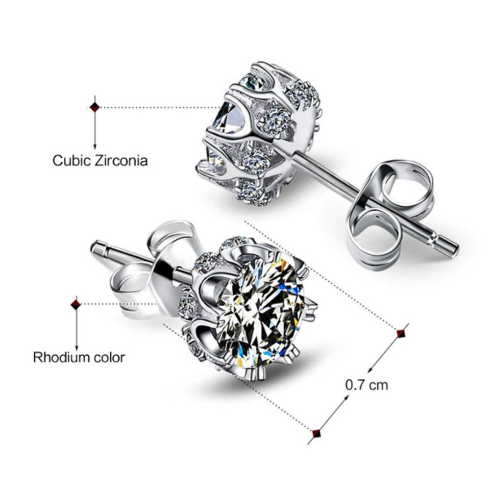 NEW! Luxury Sterling Silver Zircon Crown earrings - Picture 2 of 7